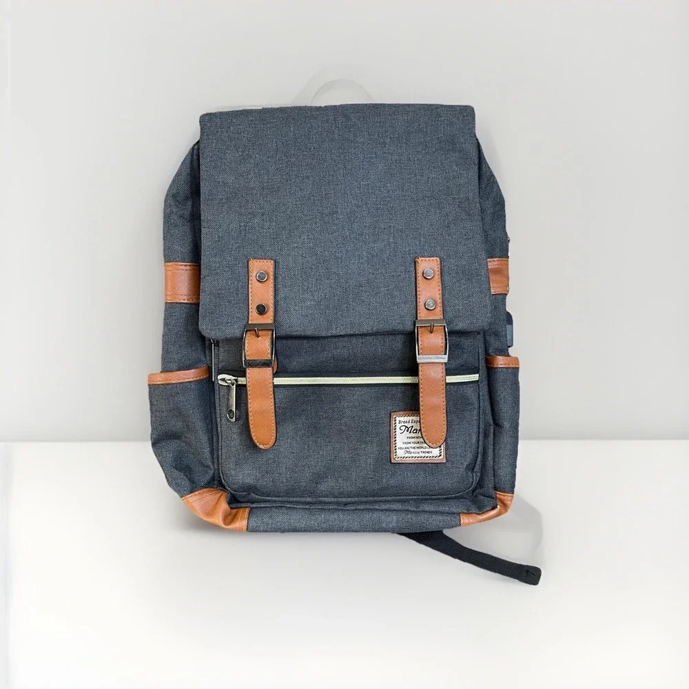 Mancio Vintage Laptop Backpack with USB Charging Port